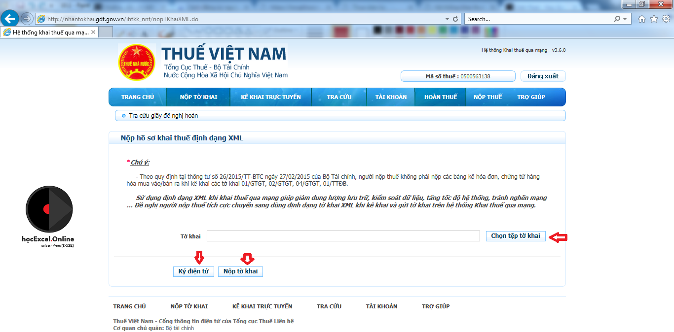 Alt text: Nộp tờ khai trên nhantokhai.gdt.gov.vn