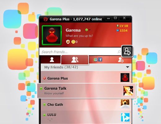 Giao diện phần mềm Garena Plus tiếng Việt