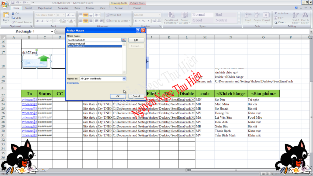 Gán macro cho nút bấm