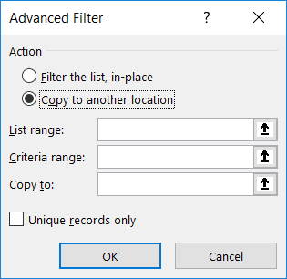 Mô tả hộp thoại Advanced Filter trong Excel