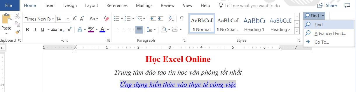 Hướng dẫn tìm kiếm văn bản trong Word Giao diện tìm kiếm trong Word