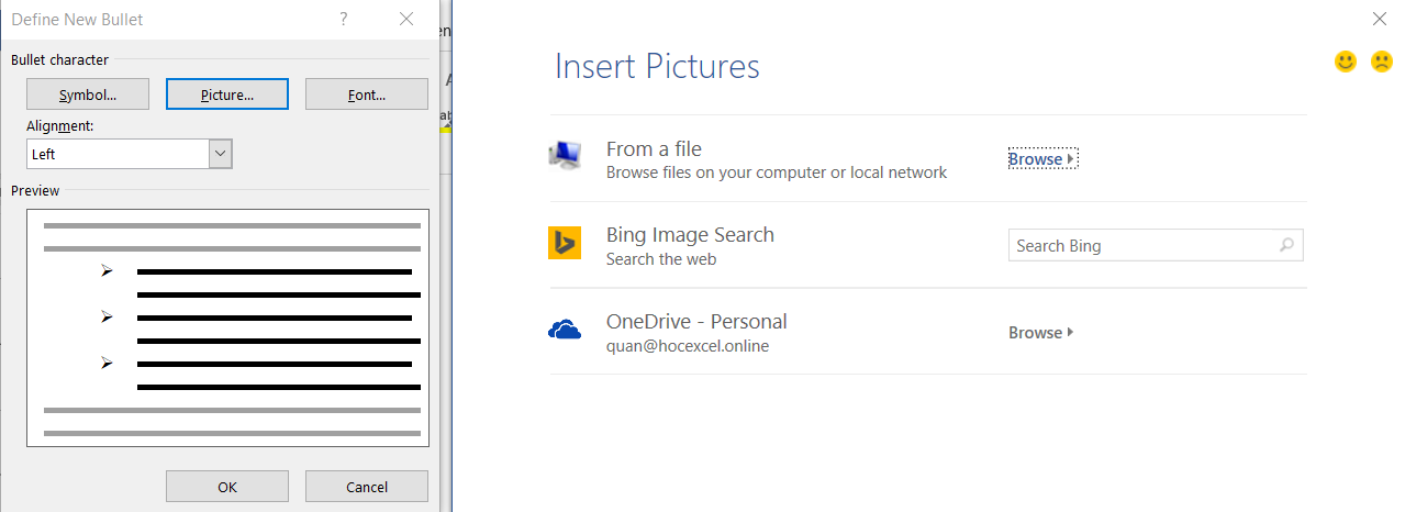 Sử dụng hình ảnh làm ký hiệu đầu dòng trong Word