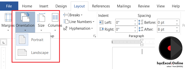 Thay đổi hướng trang