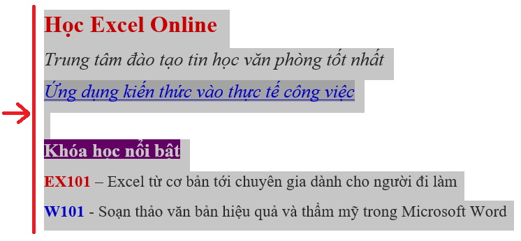 Căn lề trái (Align Left - Phím tắt Ctrl + L)
