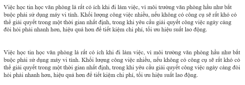Căn hai lề (Justify - Phím tắt Ctrl + J)