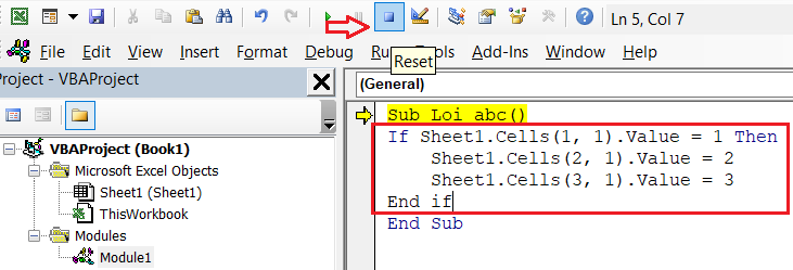 Sửa lỗi thiếu End If trong VBA