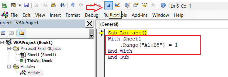 Thêm End With để sửa lỗi VBA