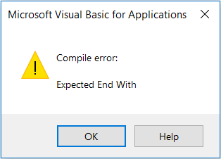 Thông báo lỗi thiếu End With trong VBA