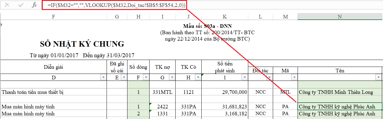 Tìm kiếm thông tin khách hàng, nhà cung cấp bằng hàm VLOOKUP