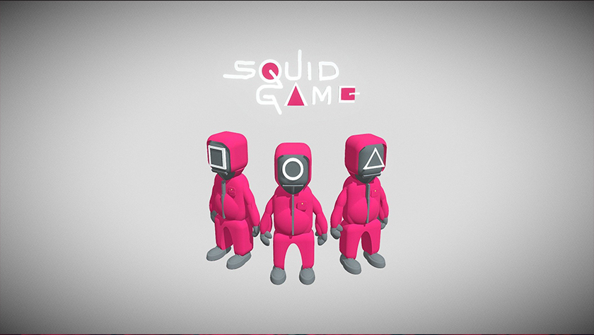 Hình nền Squid Game chibi với người chơi