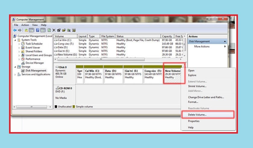 Cách gộp ổ cứng trên Windows 7