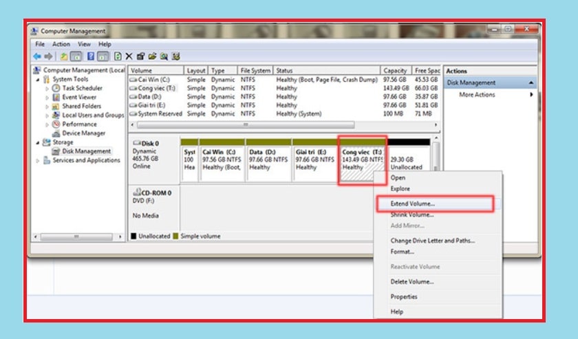 Cách gộp ổ cứng trên Windows 7