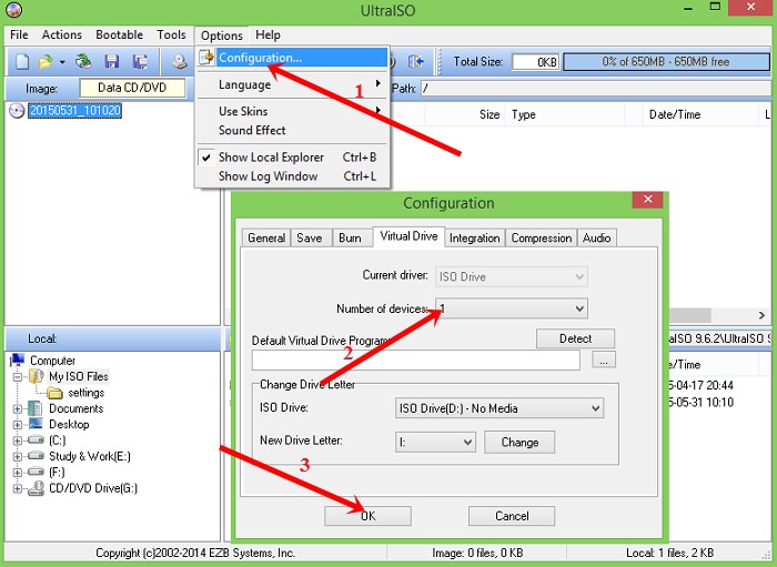 Cấu hình ổ đĩa ảo trong UltraISO