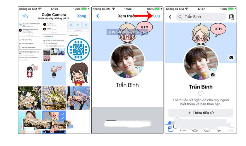 Tải ảnh lên từ thư viện điện thoại để làm ảnh bìa Facebook
