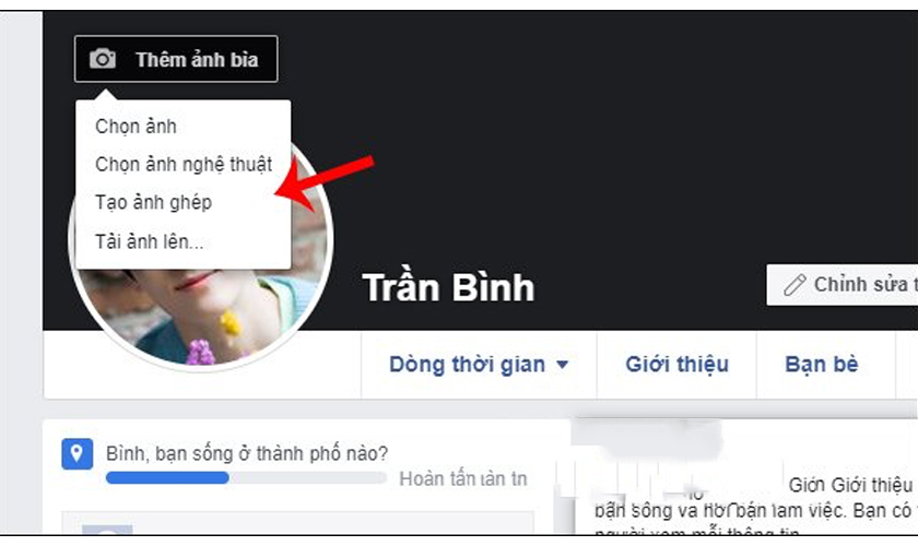 Chọn ảnh từ thư viện Facebook để làm ảnh bìa