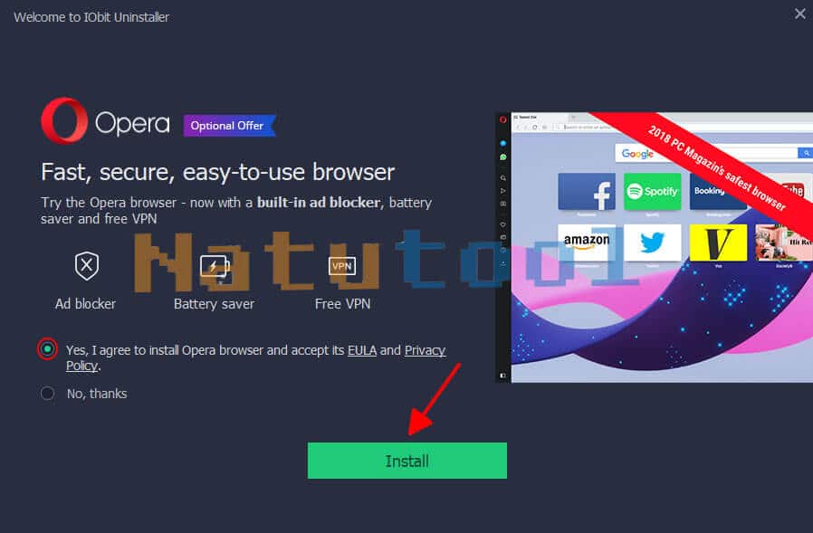 Từ chối cài đặt Opera