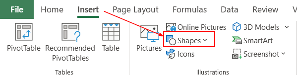 Chèn Shapes vào Excel