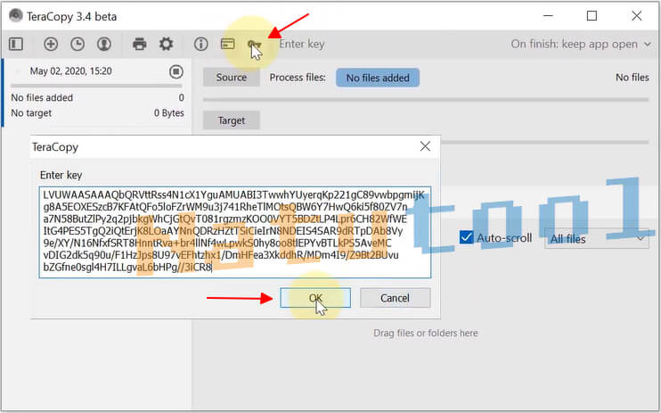 Nhập key TeraCopy
