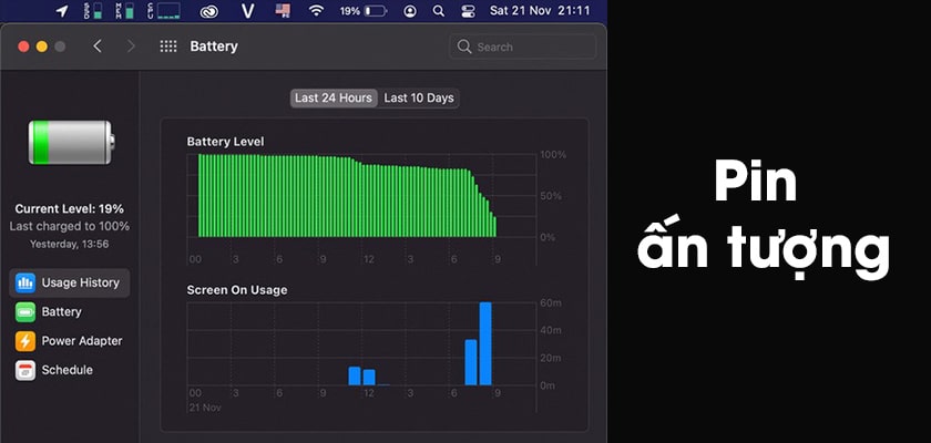 Thời lượng pin MacBook Air M1