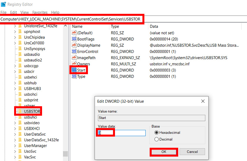 Thay đổi giá trị Value data