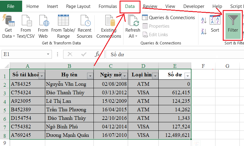Xử Lý Lỗi Dữ Liệu Ngày Tháng Trong Excel Kích hoạt AutoFilter