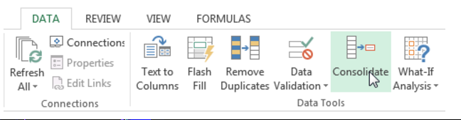 Tính năng Consolidate trong tab Data
