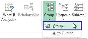 Menu Group trong Excel