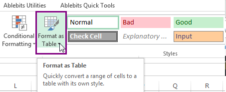Định dạng thành bảng