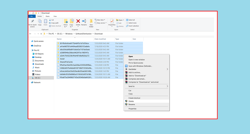 Xóa file cập nhật Windows