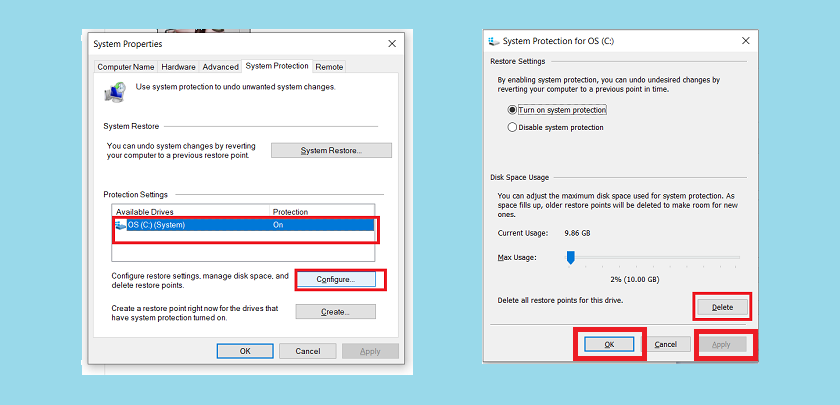 Tắt System Restore