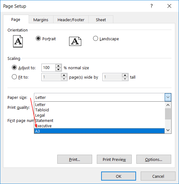 Chọn khổ giấy A3