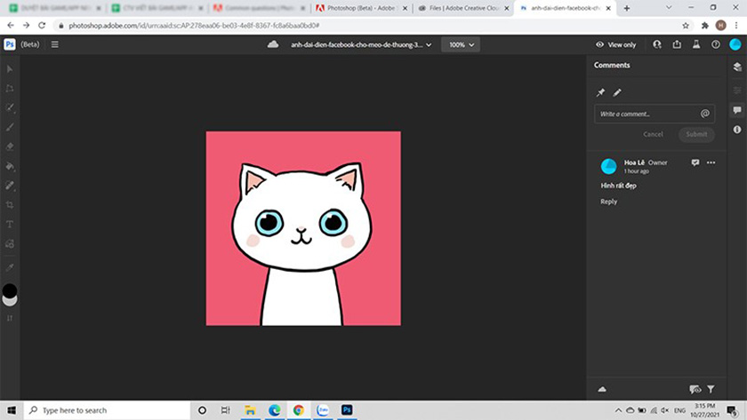 Giao diện Photoshop Online Web trên máy tính