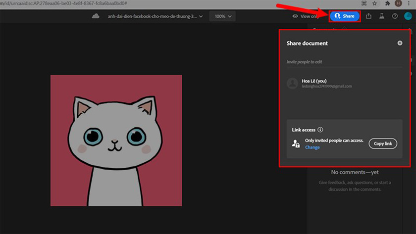 Chia sẻ file Photoshop trực tuyến và chỉnh sửa cộng tác