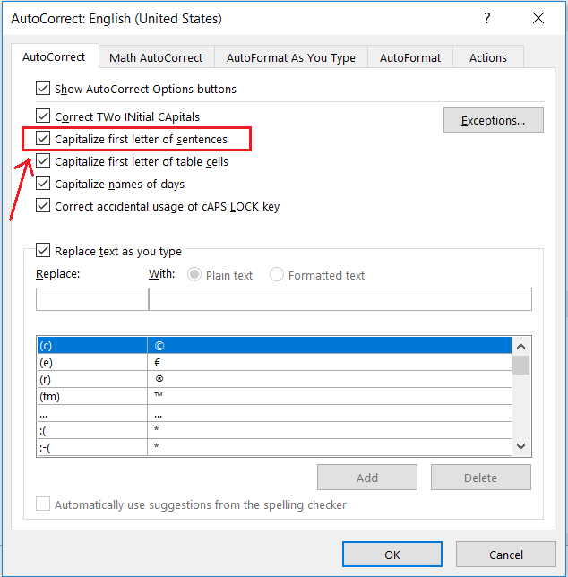 Kích hoạt tự động viết hoa
