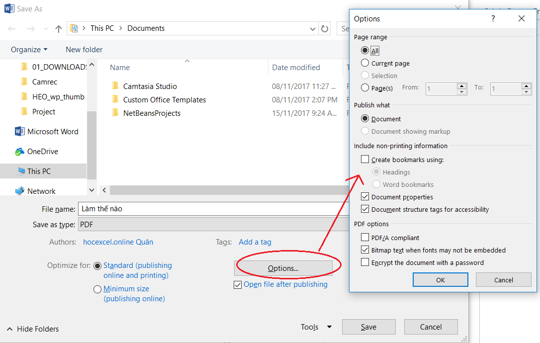 Lưu file Word dưới dạng PDF