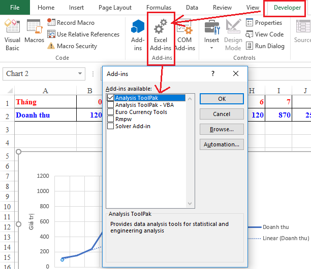 Kích hoạt Analysis ToolPak