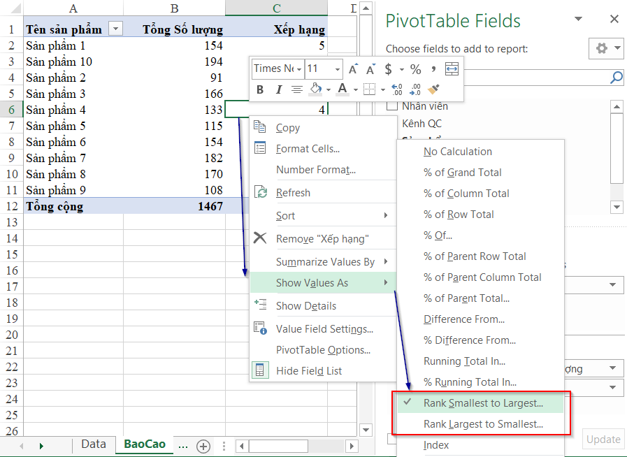 Chọn cách xếp hạng