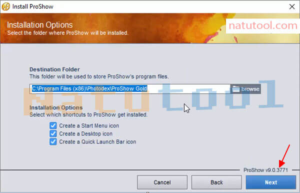 Chọn thư mục cài đặt ProShow Gold