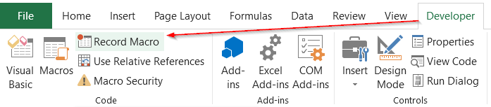 Vị trí nút Record Macro