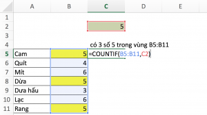 Sử dụng countif với địa chỉ tham chiếu