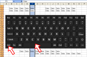 alt text: phím tắt excel chọn cột bằng ctrl space