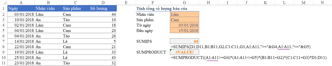 Lỗi tham chiếu trong SUMPRODUCT