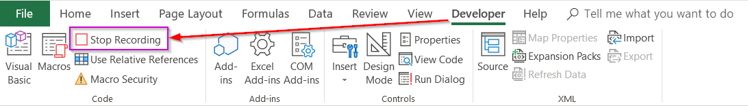 Vị trí nút Stop Recording