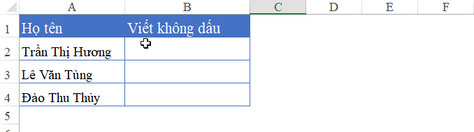 Sử dụng hàm loại bỏ dấu tiếng Việt