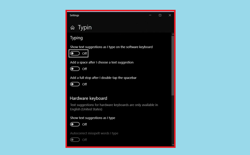 Kiểm tra Typing Settings