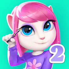 Giao diện trò chơi My Talking Angela 2 với hình ảnh Angela dễ thương