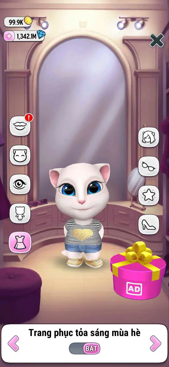 Giao diện trò chơi My Talking Angela với mèo Angela