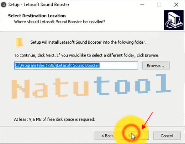 Chọn thư mục cài đặt Sound Booster