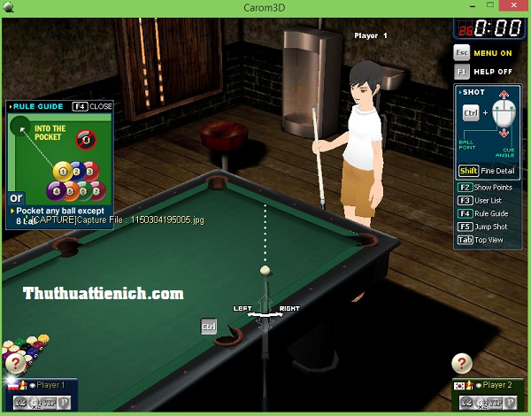 Giao diện game Bida Carom3D trên máy tính