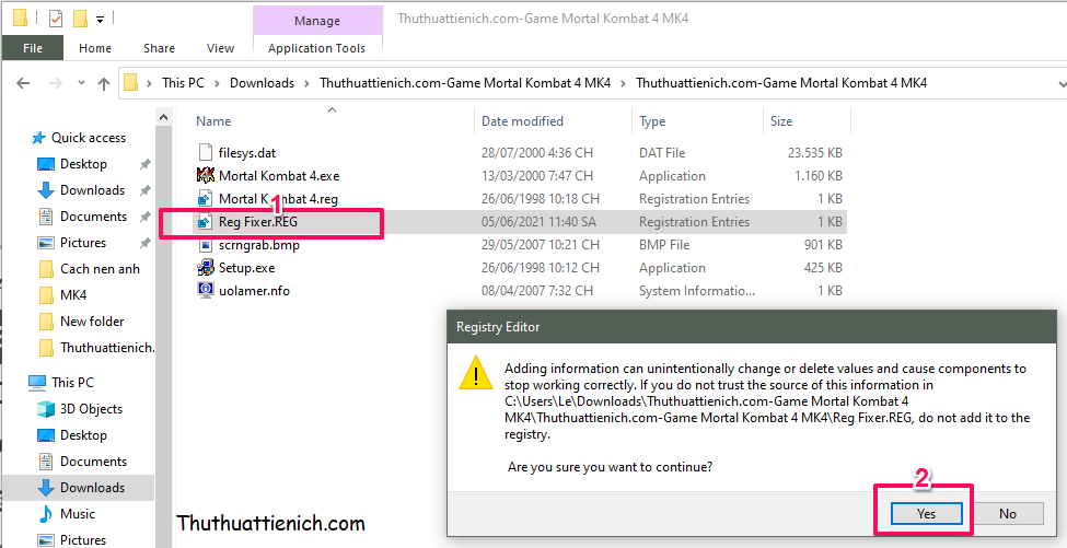Cách cài đặt game Mortal Kombat MK4